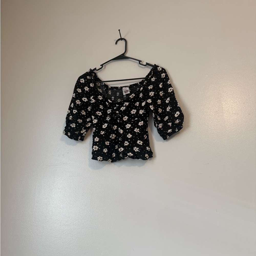 No Boundaries Black Floral Blouse